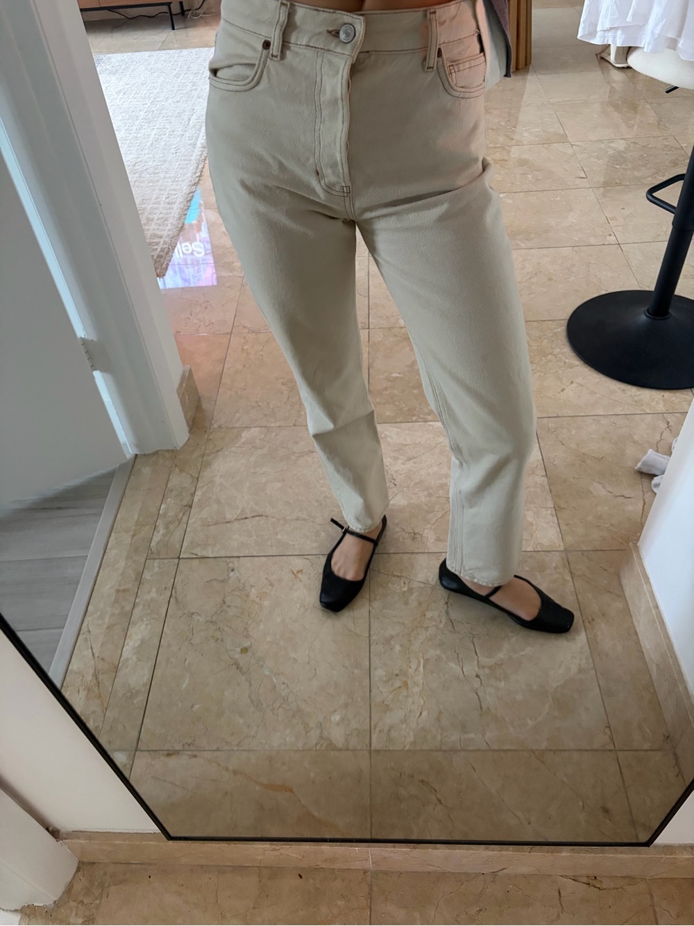 Reformation Cream Straight-Leg Jeans